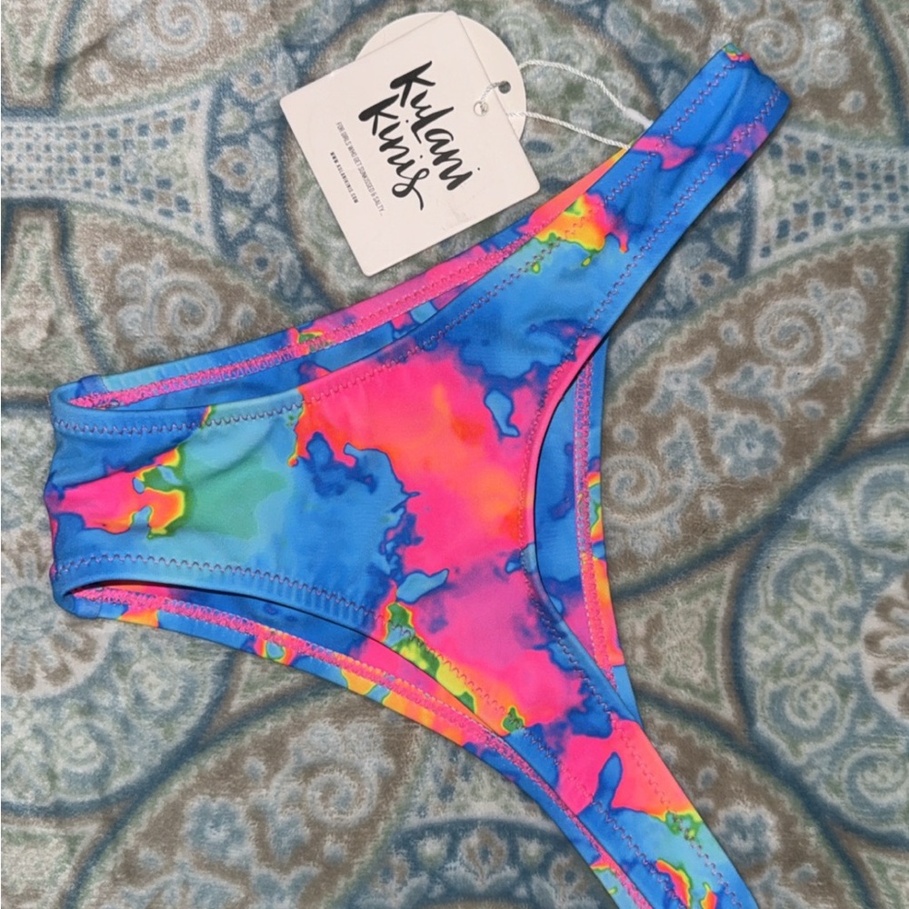 Kulani Kinis Vibrant Blue and Pink Bikini Bottom